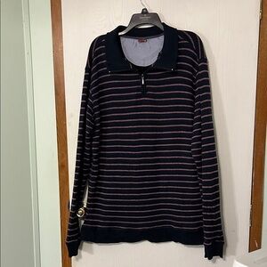 Junction West Striped Navy and Red Men’s 1/4 Zip Mock Neck Sweater Size Large
